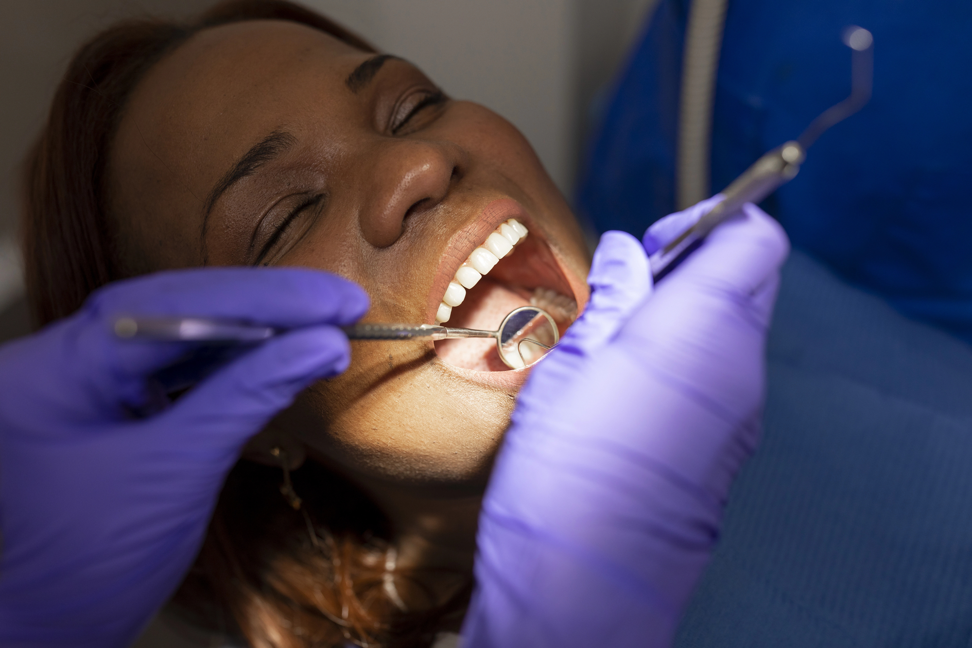 woman getting dental checkup